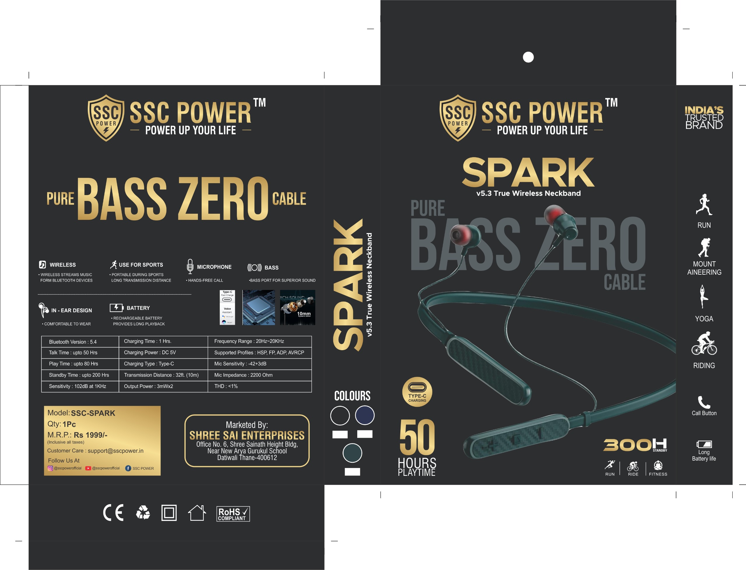 SSC POWER SPARK v5.3 True Wireless Neckband
