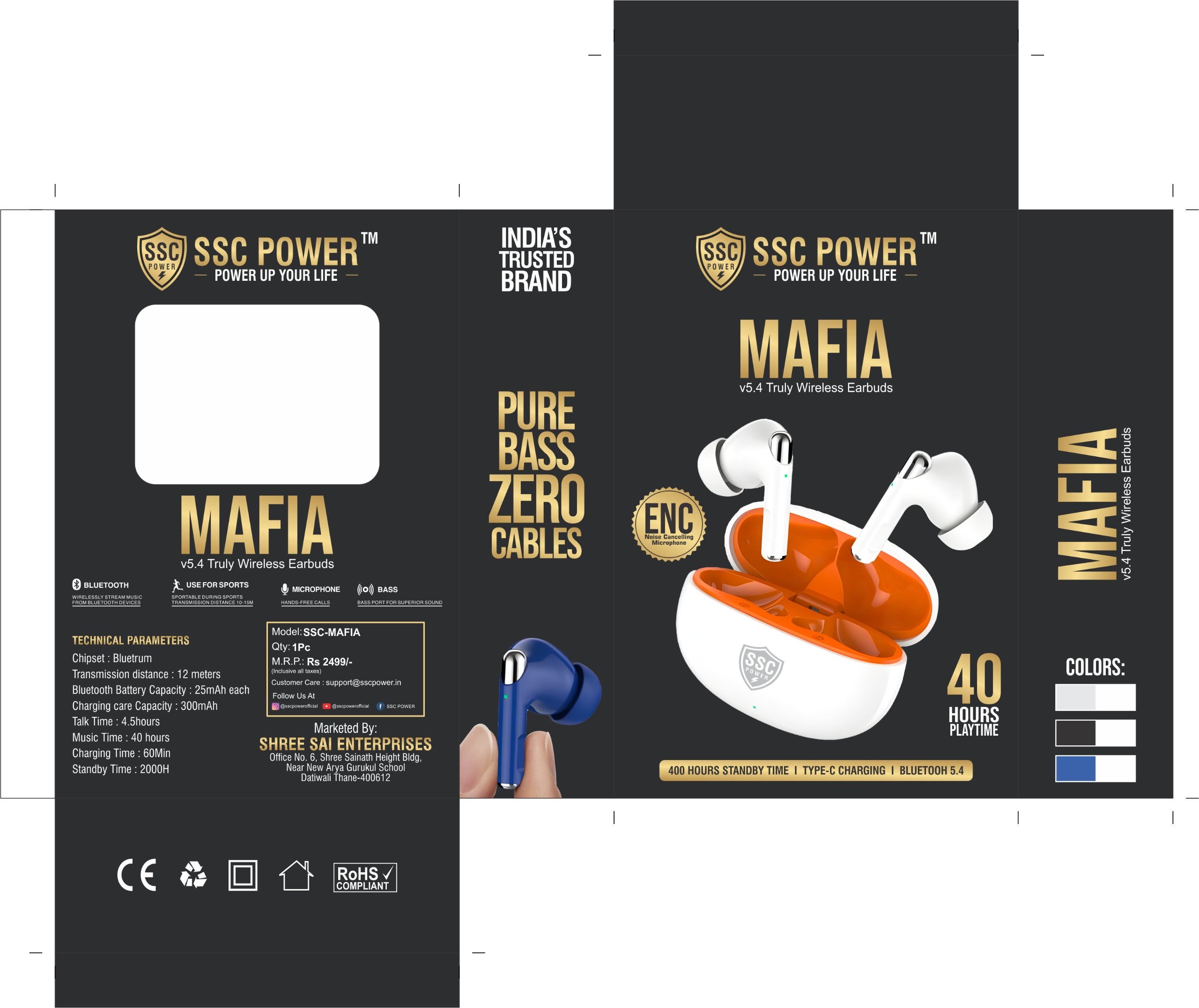 SSC POWER MAFIA v5.4 True Wireless Earbuds